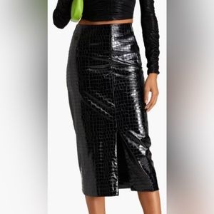 ROTATE Birger Christensen Croc Effect Faux Leather Pencil Skirt EU38, US4
